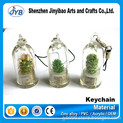 custom decoration keyring fashion ornament glass bottle keychain